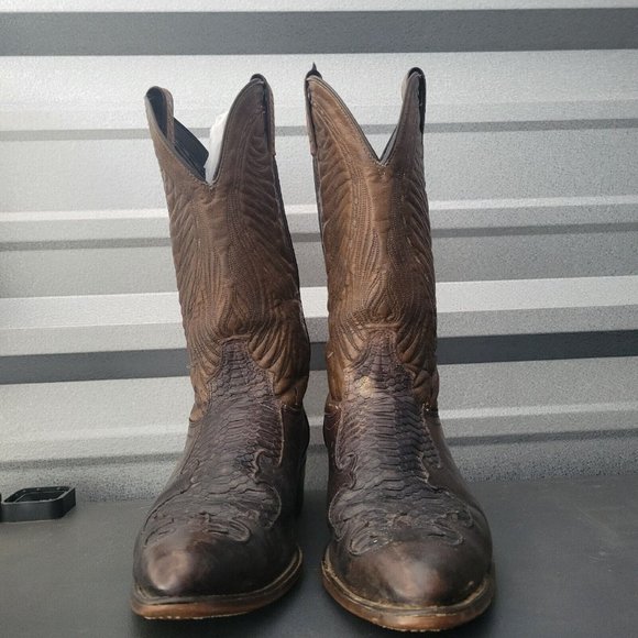 Laredo Cowboy Boots Brown Leather Mens 9 EE - Picture 2 of 5